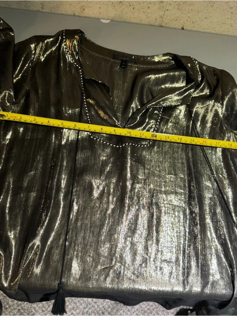 J.Crew Metallic‎ Sheer Silk Long Sleeve Elevated Boho Blouse Size 6 Mobwife